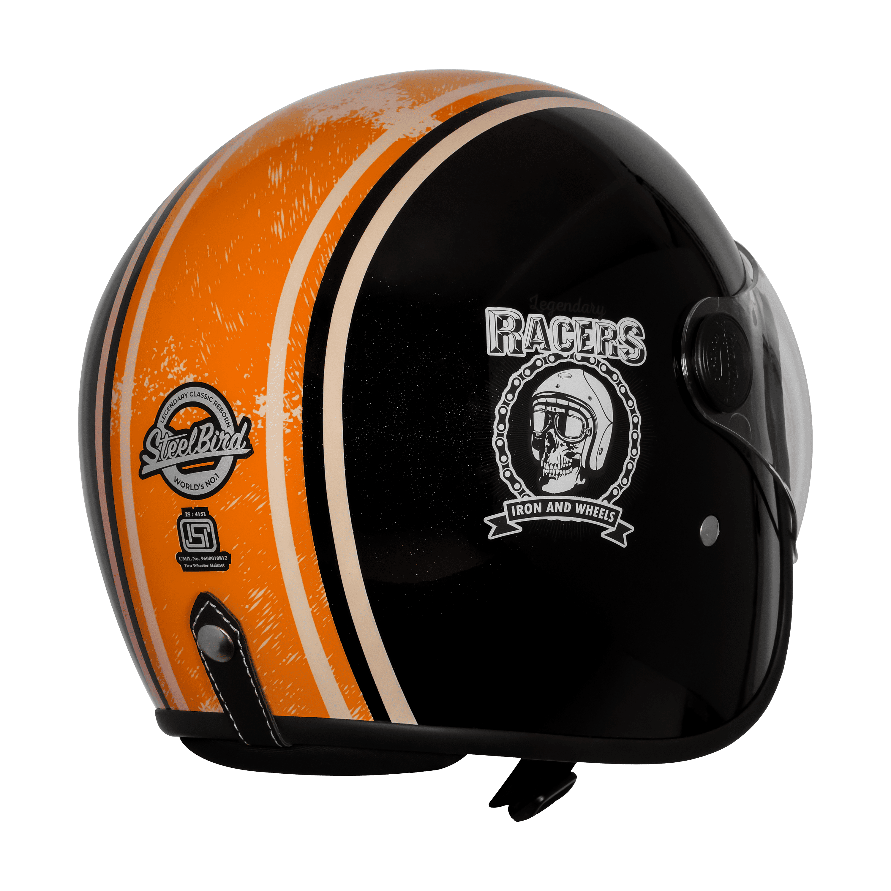 SBH-54 VINTAGE RACERS MAT BLACK WITH ORANGE